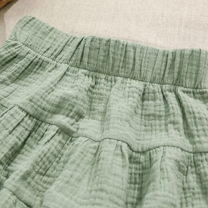 100% Cotton Girls Ruffle Skirt Toddler Baby Girl Casual Children's Mini Skirts