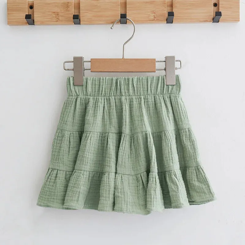 100% Cotton Girls Ruffle Skirt Toddler Baby Girl Casual Children's Mini Skirts