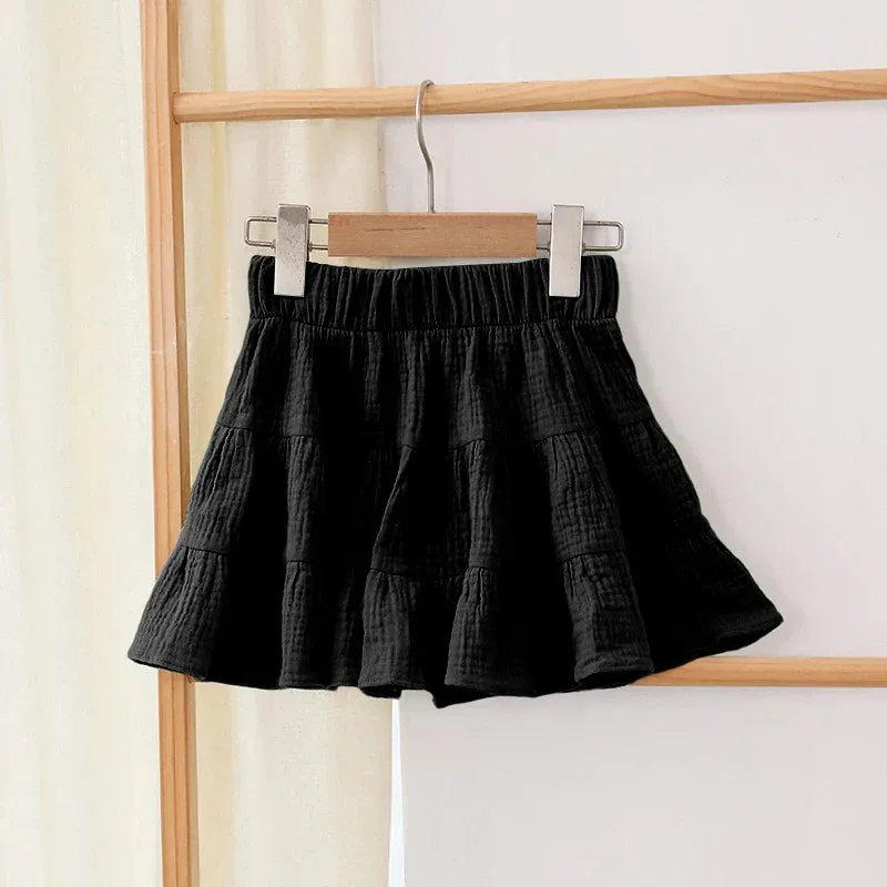 100% Cotton Girls Ruffle Skirt Toddler Baby Girl Casual Children's Mini Skirts
