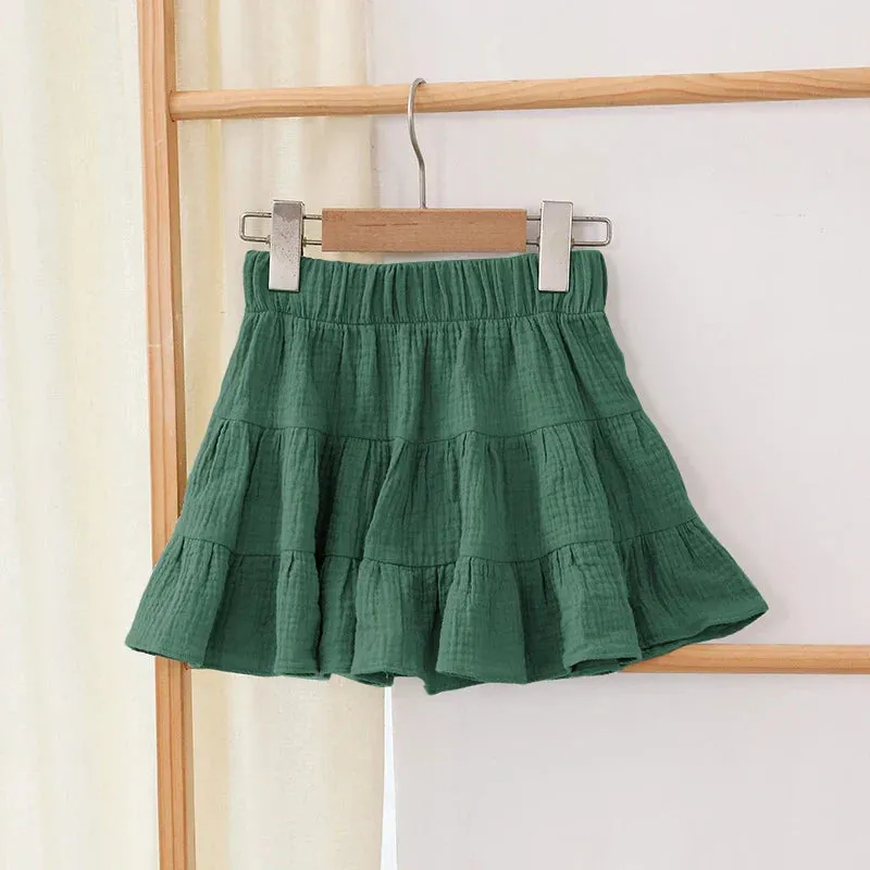 100% Cotton Girls Ruffle Skirt Toddler Baby Girl Casual Children's Mini Skirts