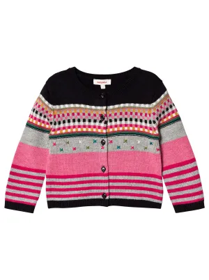 [18-24m] Catimini Girls' Pink & Black Embroidered Cardigan