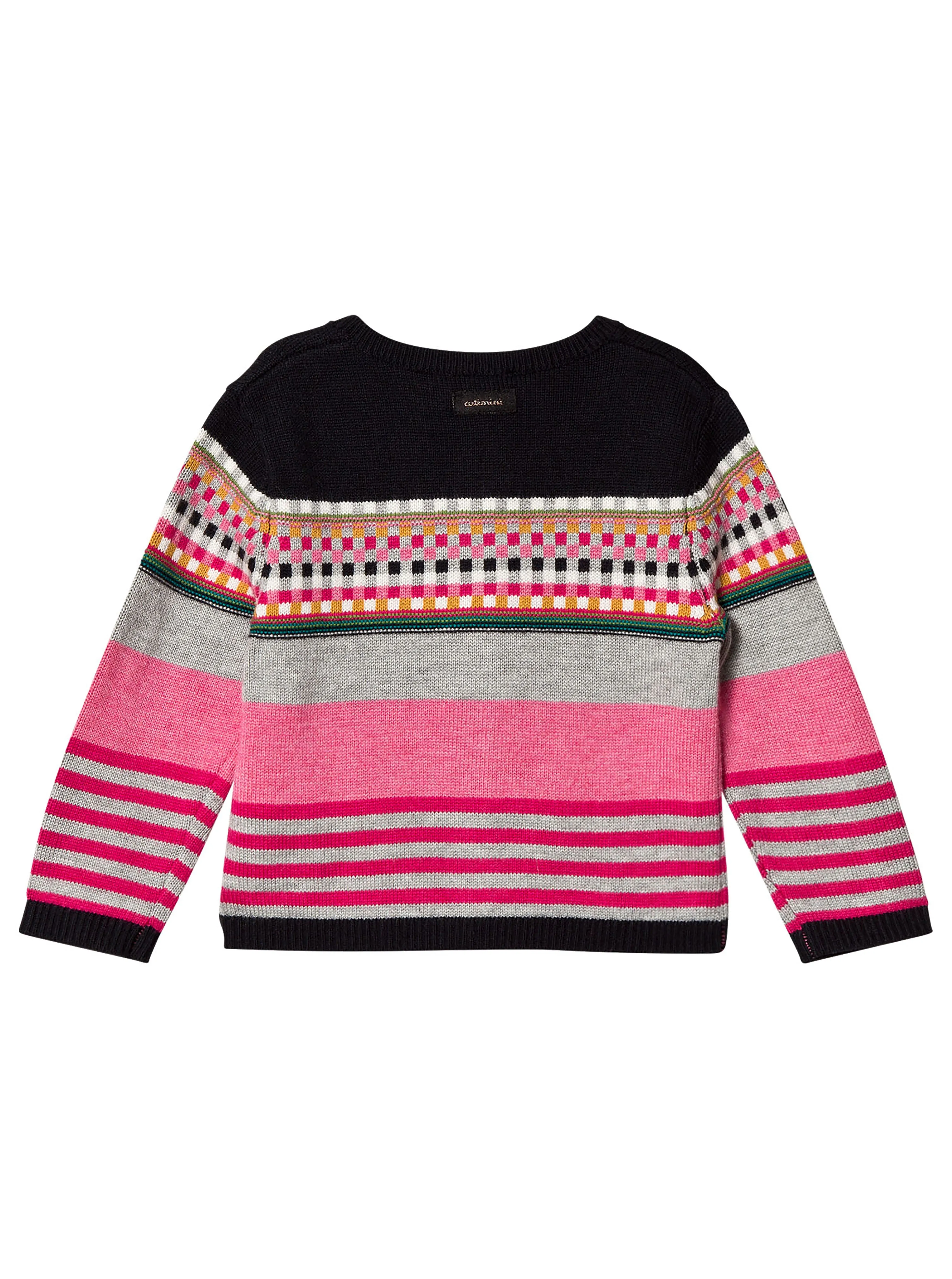 [18-24m] Catimini Girls' Pink & Black Embroidered Cardigan