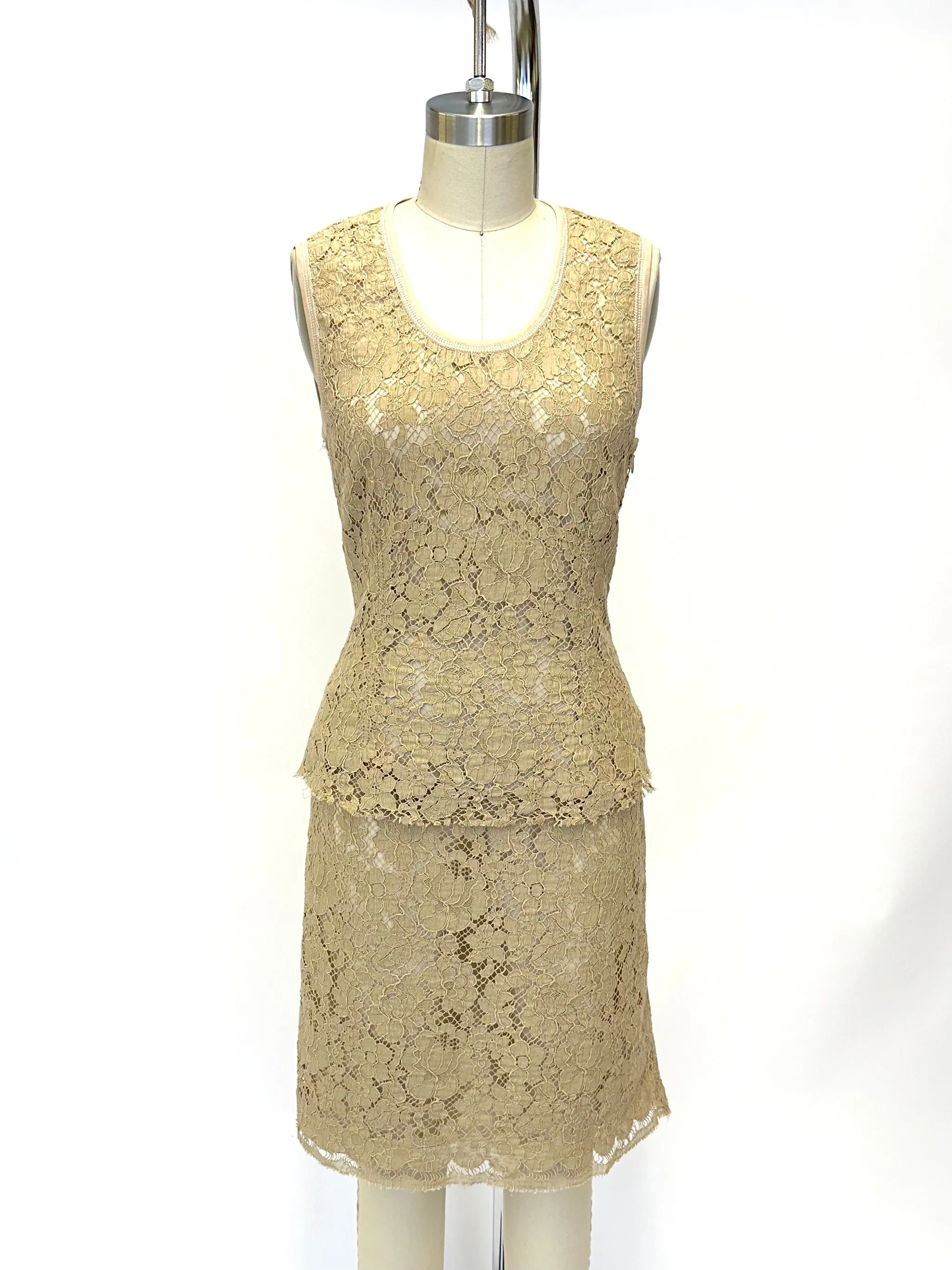 2000s Prada Floral Lace Skirt Set