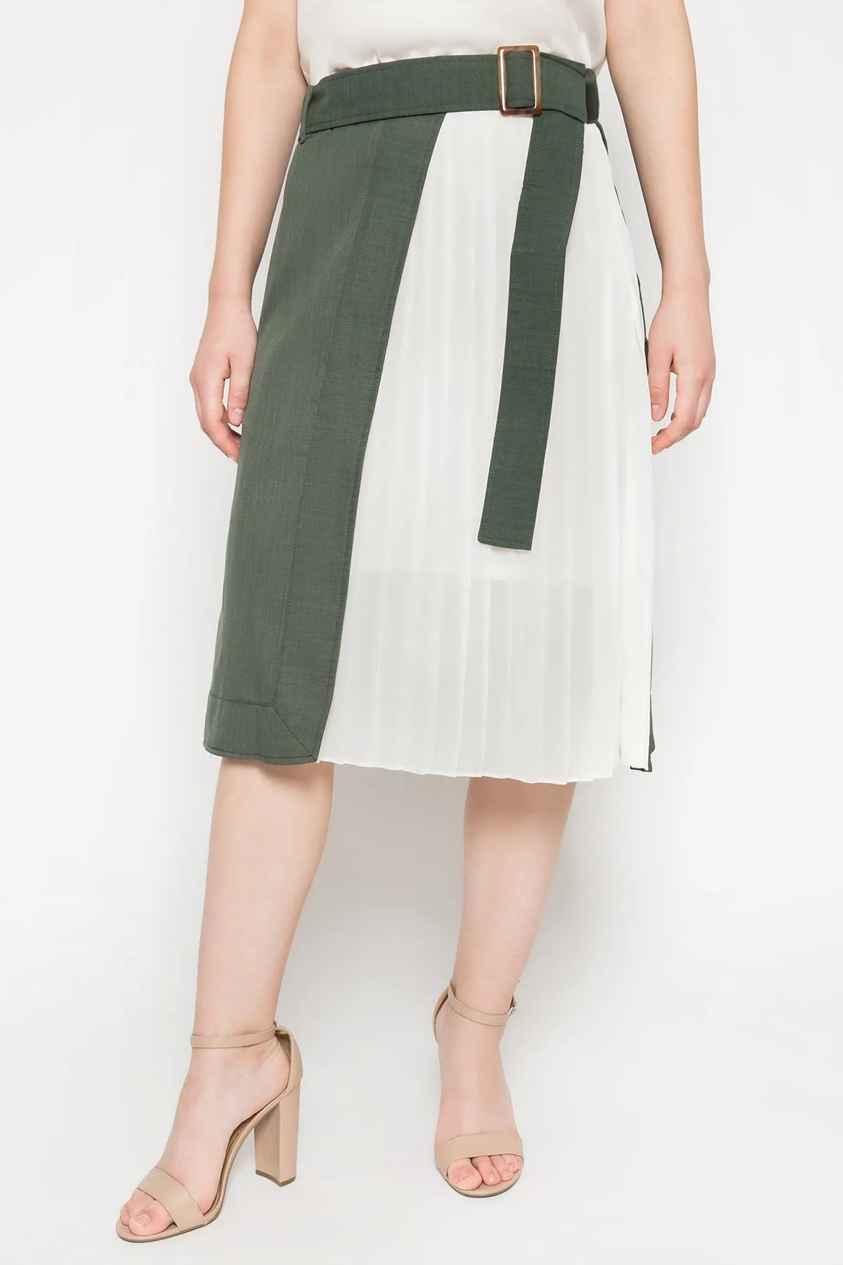 Accordion Skirt in Khaki Green