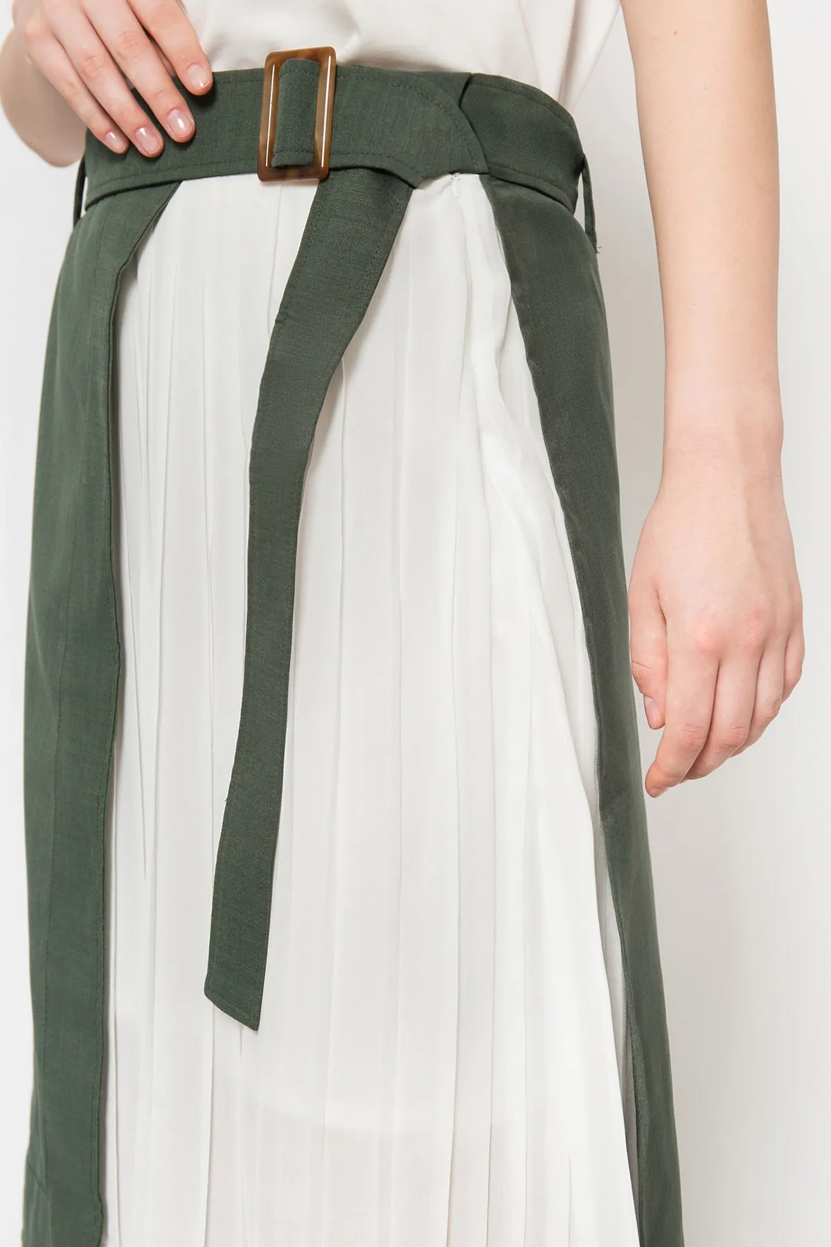 Accordion Skirt in Khaki Green