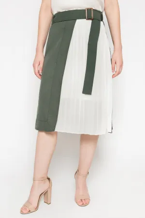 Accordion Skirt in Khaki Green