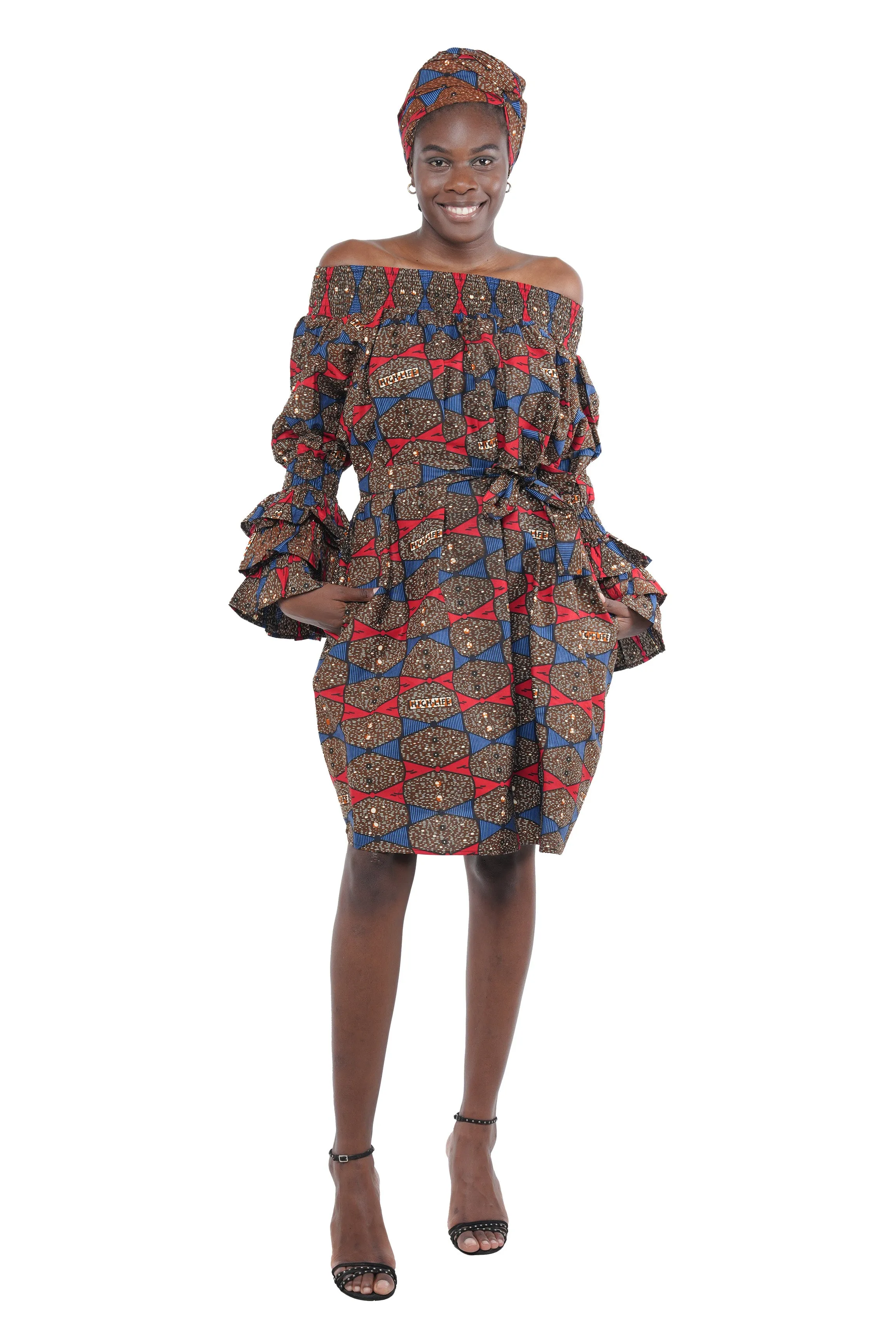African Off The Shoulder Midi Dress