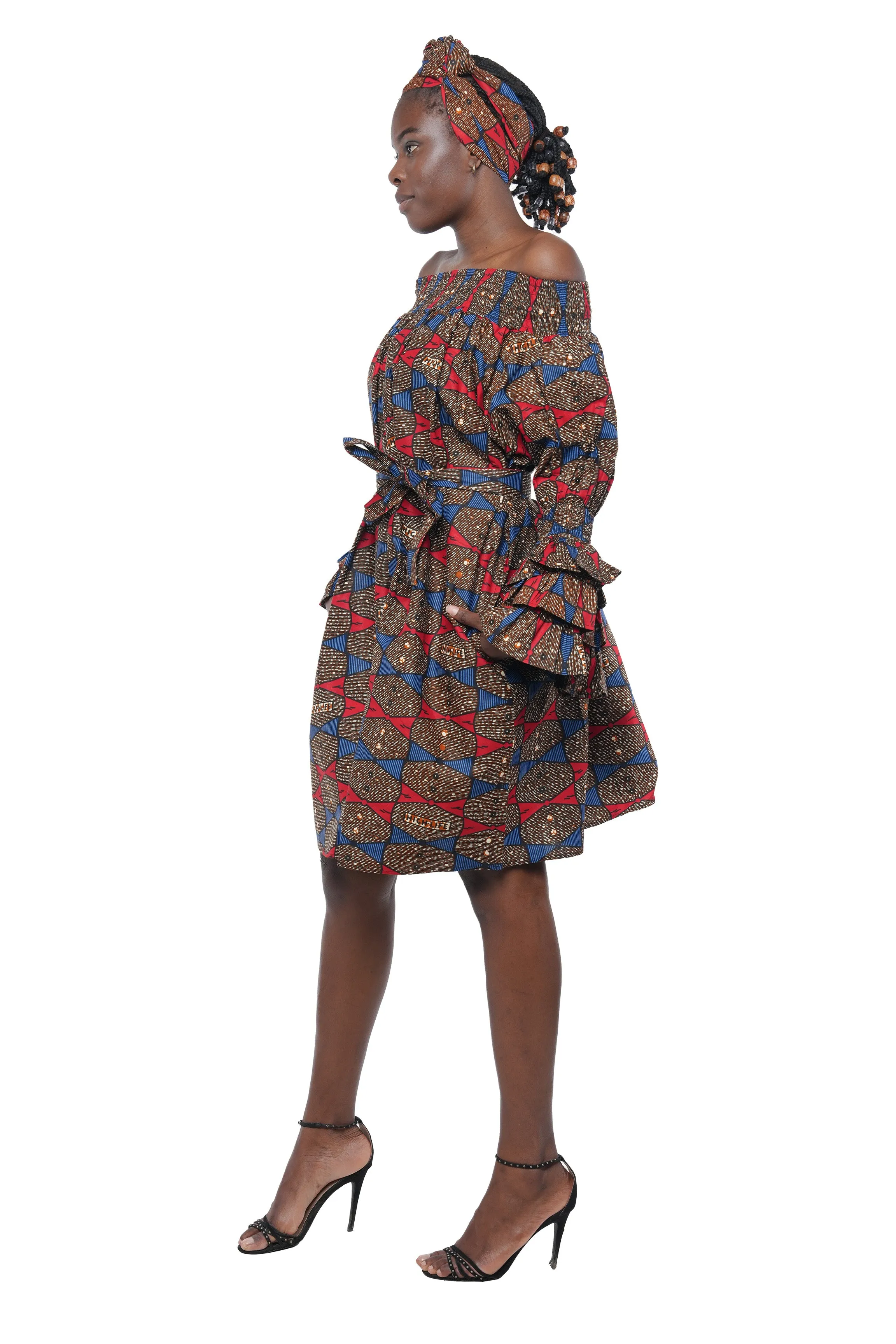 African Off The Shoulder Midi Dress
