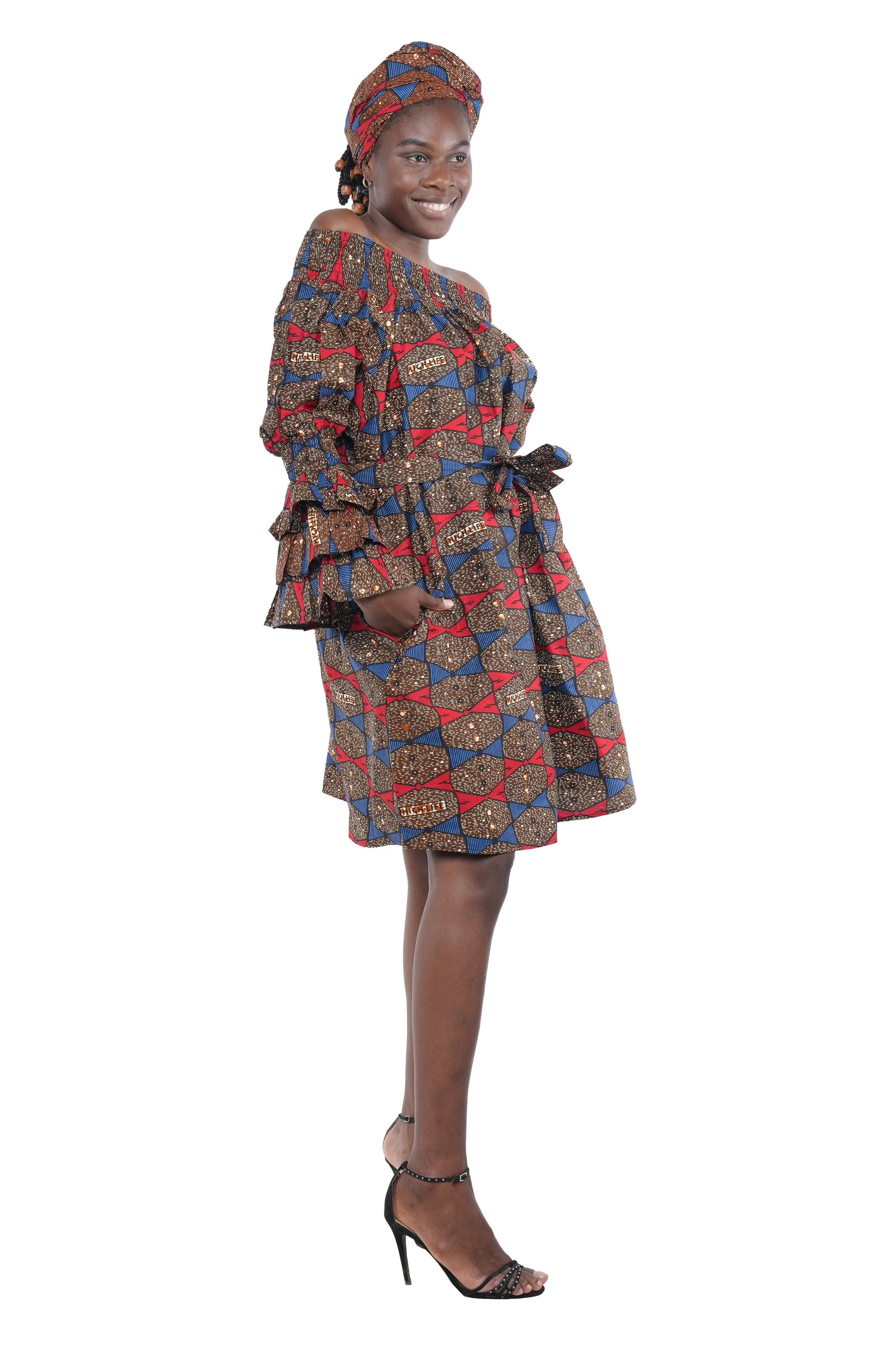 African Off The Shoulder Midi Dress