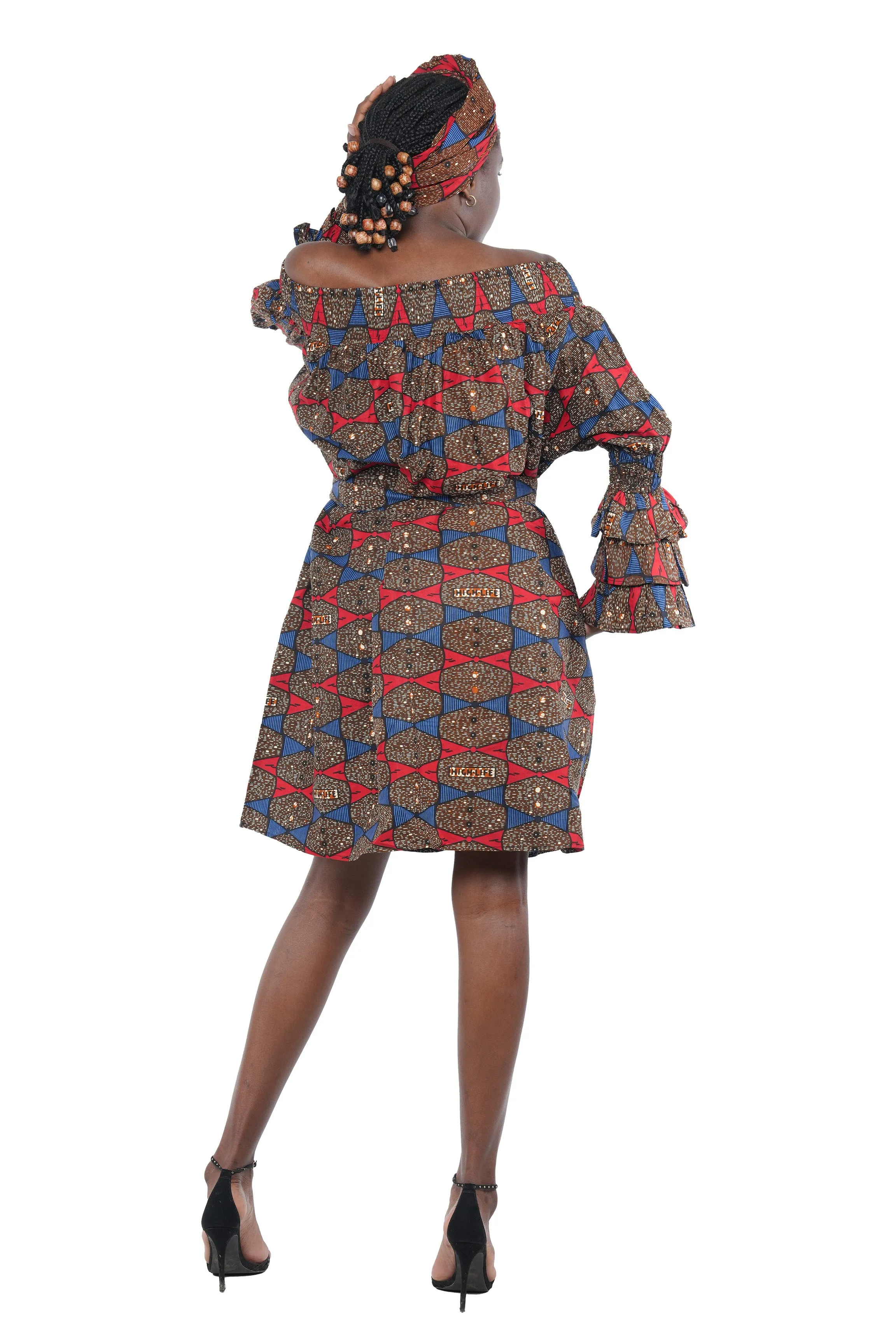African Off The Shoulder Midi Dress