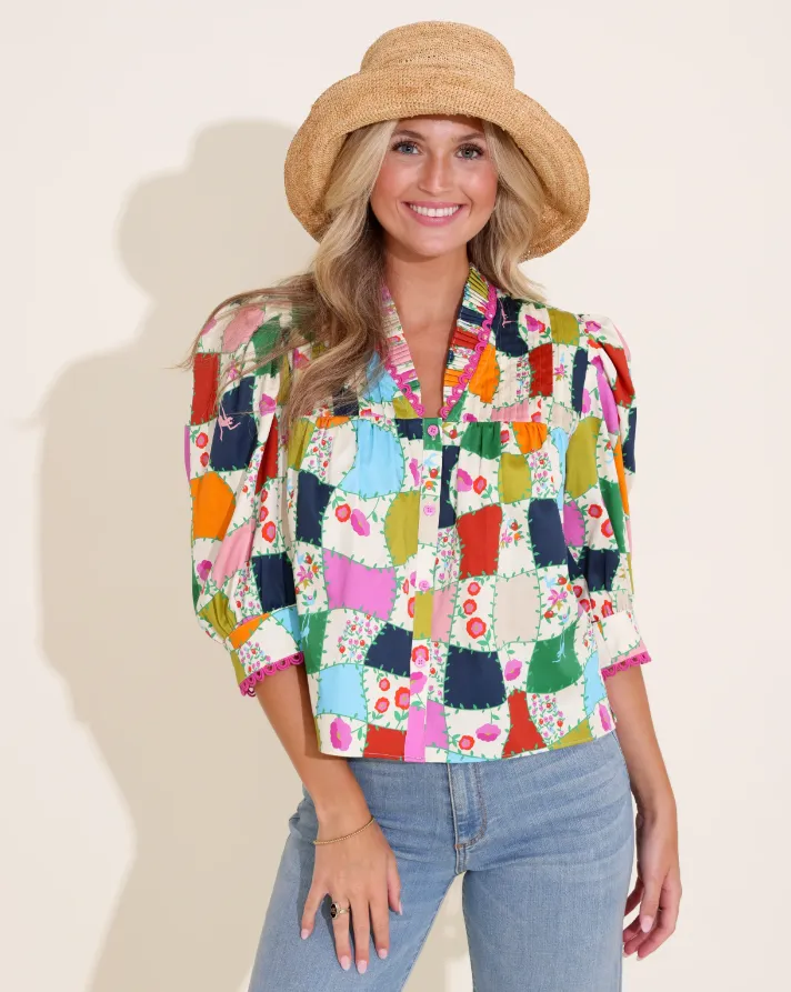 Alden Adair Blake Floral   Check Top