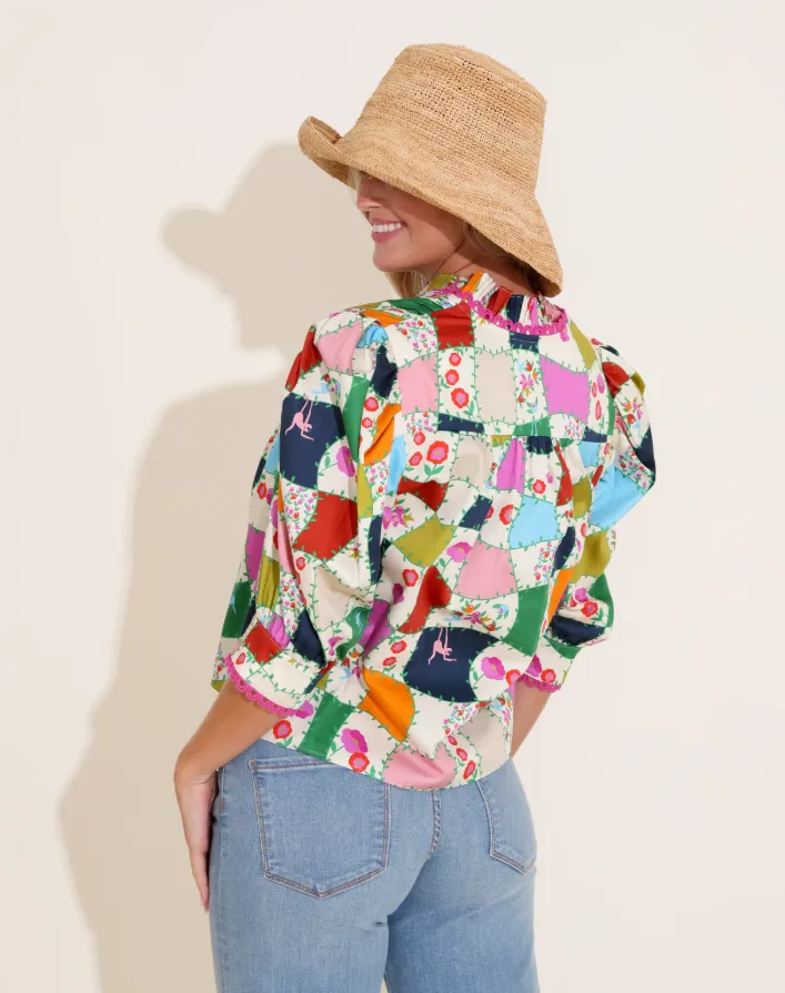 Alden Adair Blake Floral   Check Top