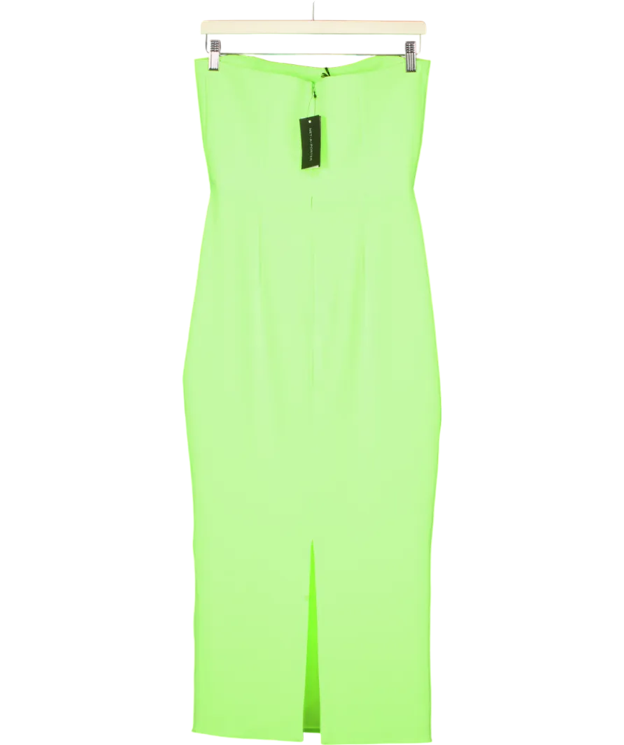 Alex Perry Yellow Callan Strapless Neon Crepe Midi Dress UK 10