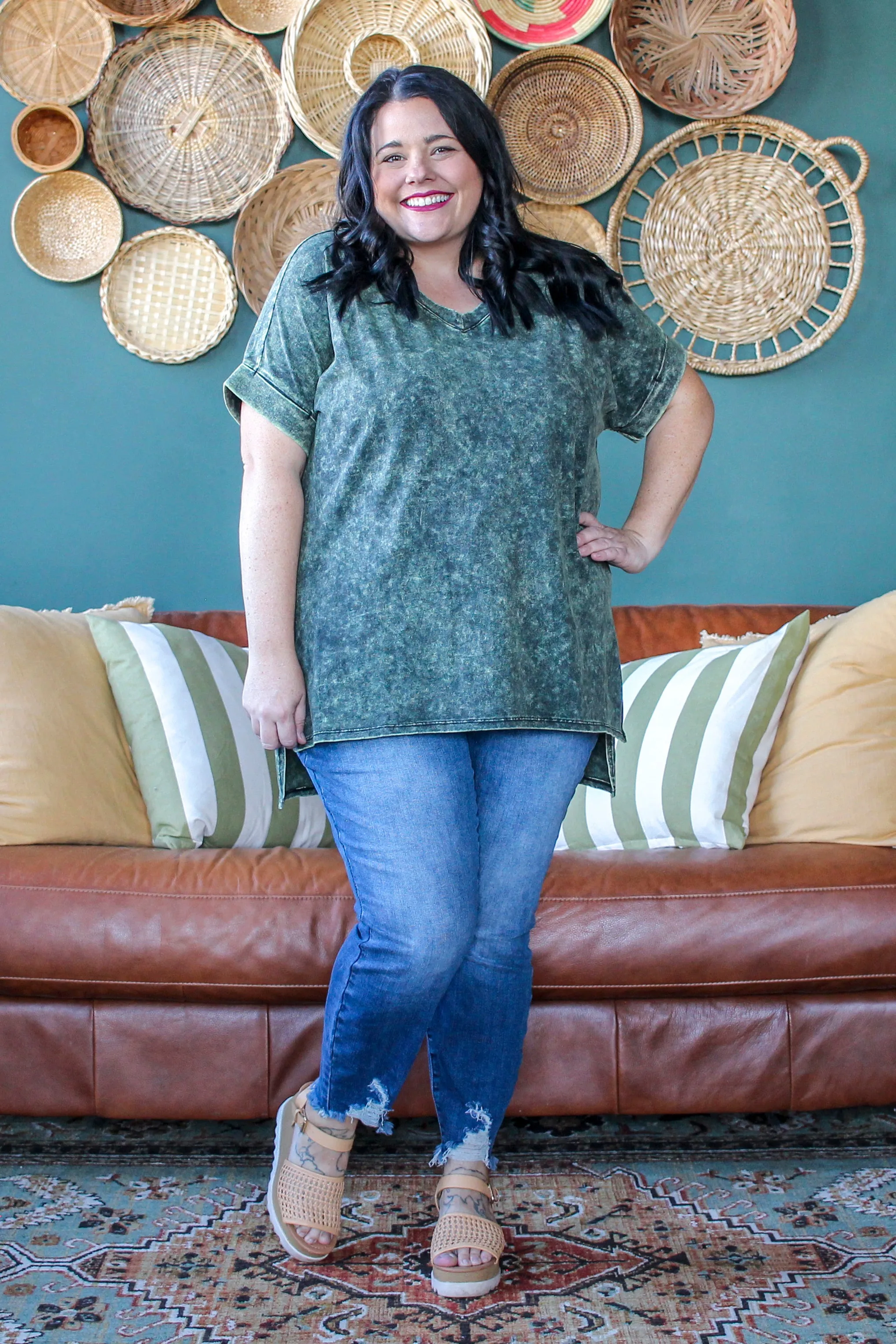 All-Time Acid Wash Tee, Olive