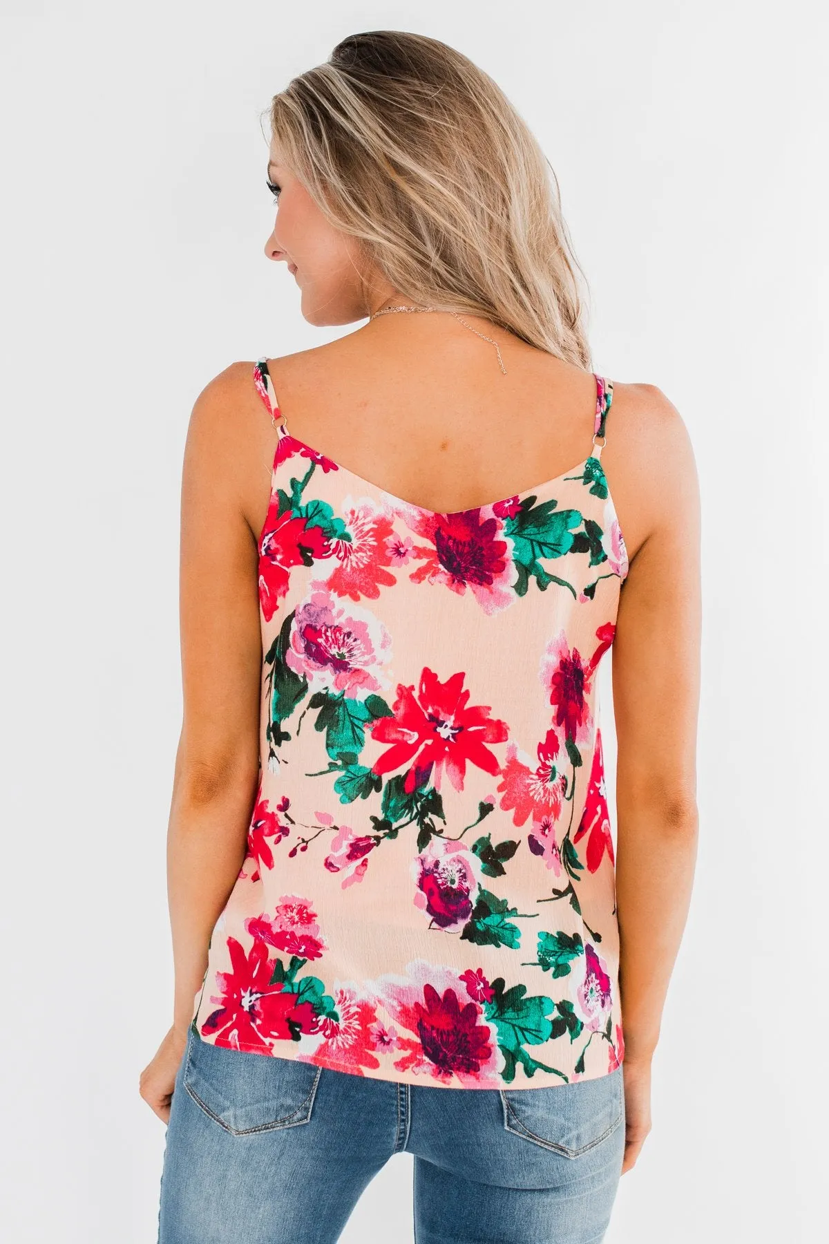 Always A Good Time Floral Tank Top- Peach