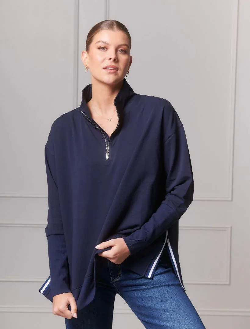 Alysha Zip Though Sweatshirt - Navy