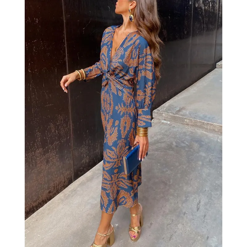 Amelia | Women's Boho Long Sleeve Wrap Dress | Midi