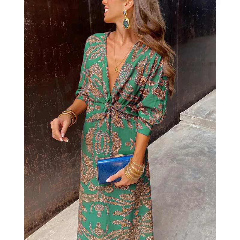 Amelia | Women's Boho Long Sleeve Wrap Dress | Midi