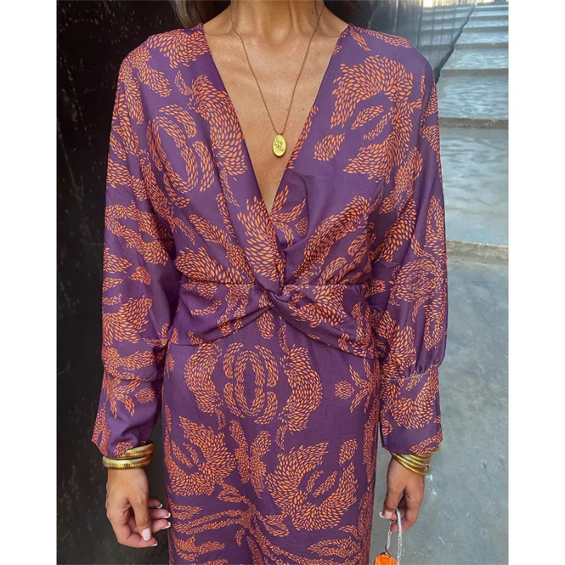 Amelia | Women's Boho Long Sleeve Wrap Dress | Midi