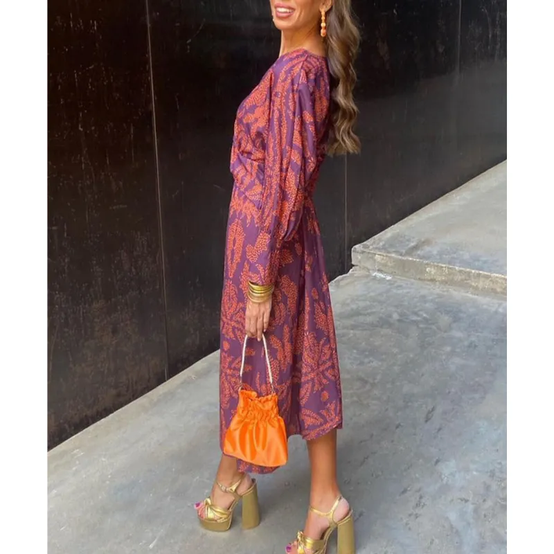 Amelia | Women's Boho Long Sleeve Wrap Dress | Midi