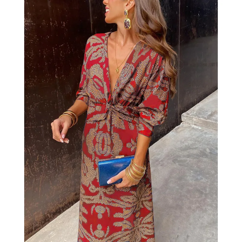 Amelia | Women's Boho Long Sleeve Wrap Dress | Midi