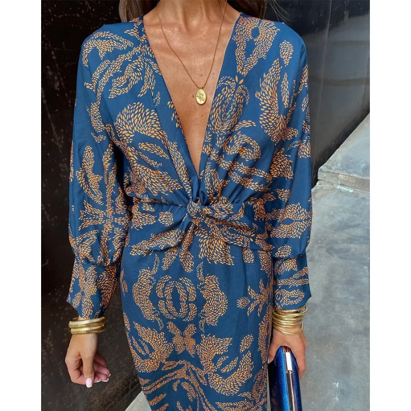 Amelia | Women's Boho Long Sleeve Wrap Dress | Midi
