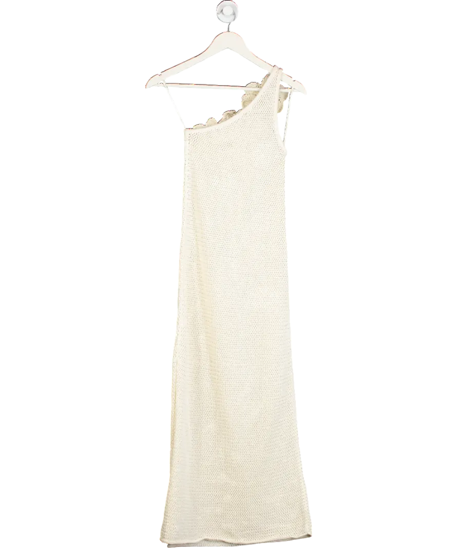 & Other Stories Beige Crocheted One-shoulder Midi Dress UK XS