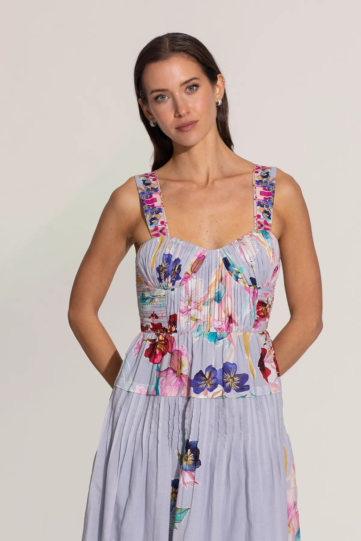 Anara multicolor ruched midi dress