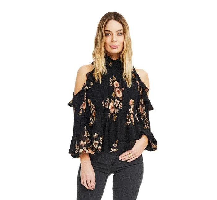ASTR Shae Top- Black/Pink Floral