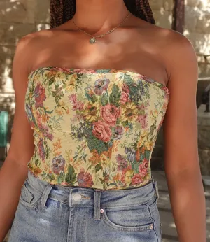 Aurelia Lace Up Vintage Corset(Multi Floral)