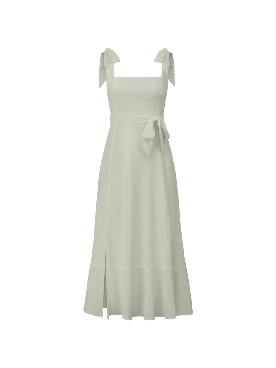 Avianca Shoulder Tie Bridal Midi Dress - Sage