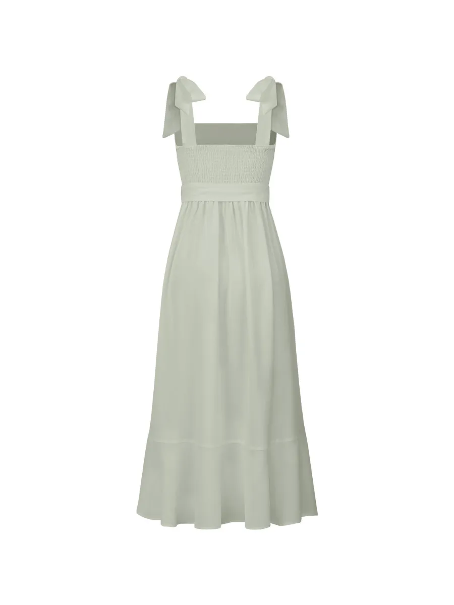Avianca Shoulder Tie Bridal Midi Dress - Sage