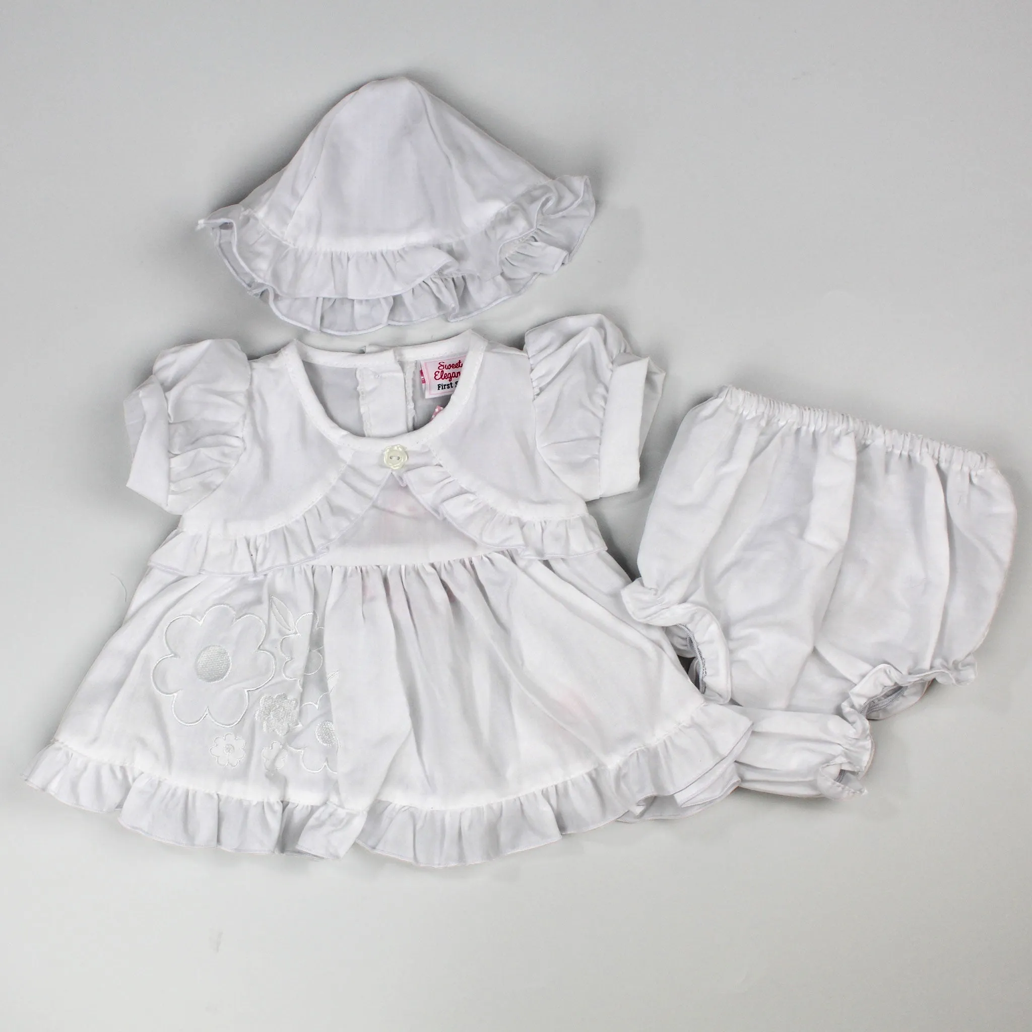 Baby Girls Dress with matching knickers & Sun Hat