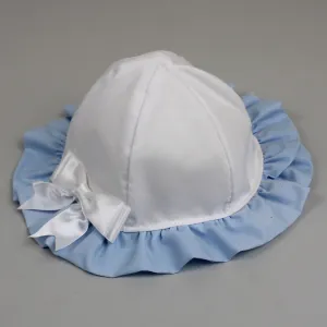 Baby Girls Sunhat - White and Blue