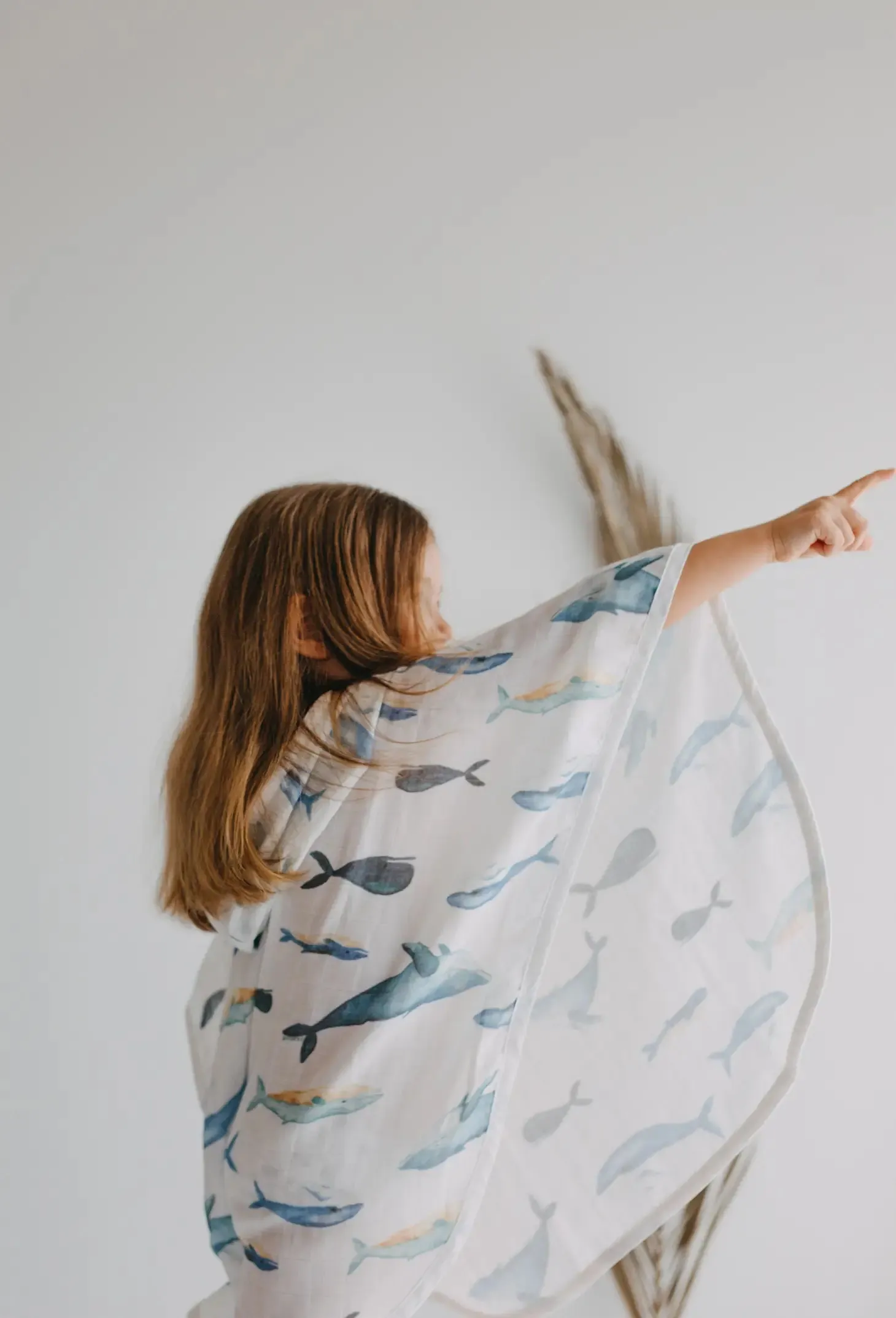 Baby Hooded Cover Up  Cotton Organic Muslin - Whale