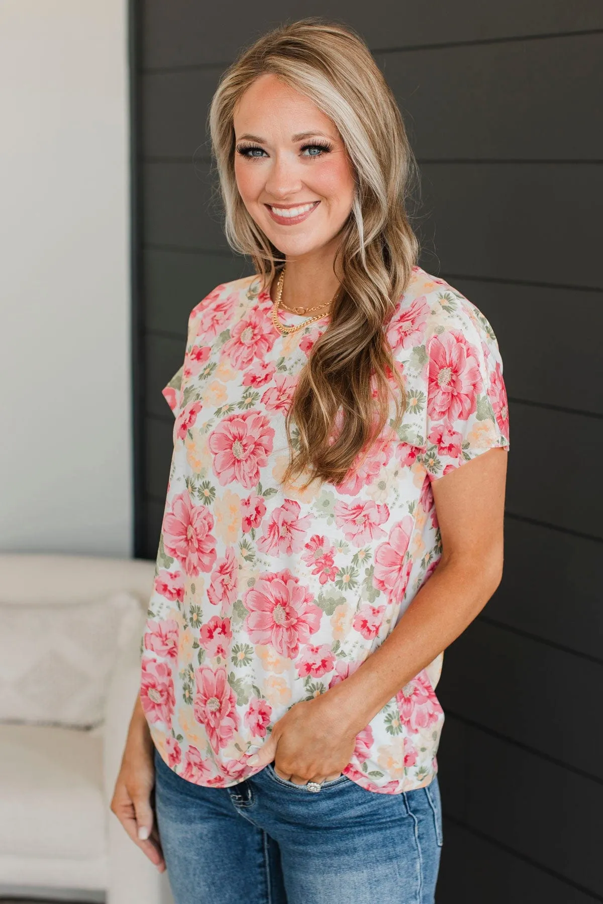 Best Memories Floral Top- Ivory & Pink