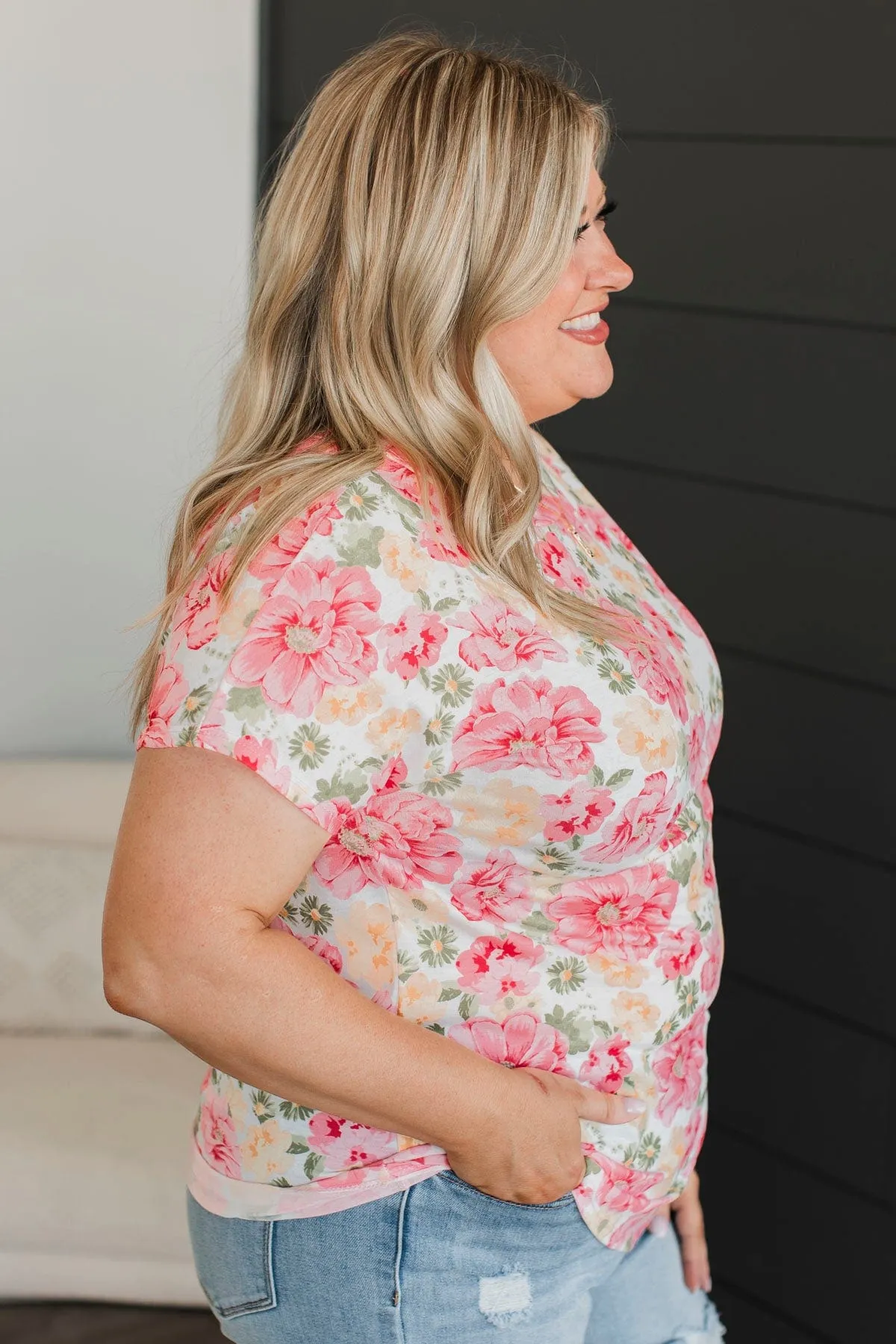 Best Memories Floral Top- Ivory & Pink
