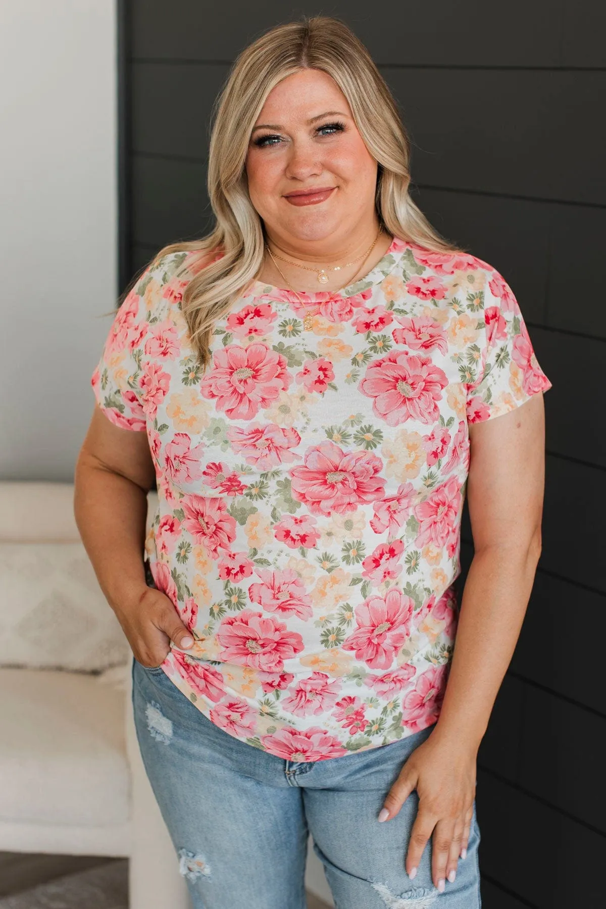 Best Memories Floral Top- Ivory & Pink