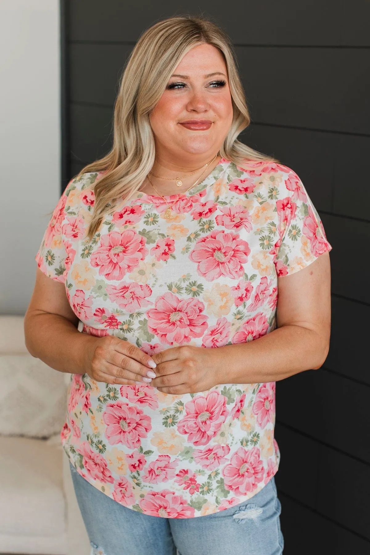 Best Memories Floral Top- Ivory & Pink