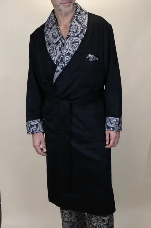 Black Cashmere & Silk Lounge Robe
