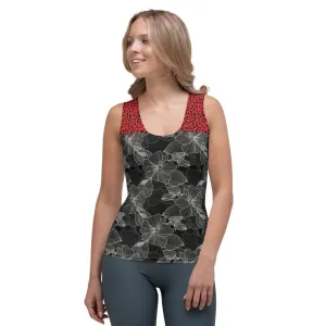 Black Flower and Red Cheetah - Tank Top