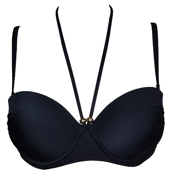 Black strapless push-up bikini bra