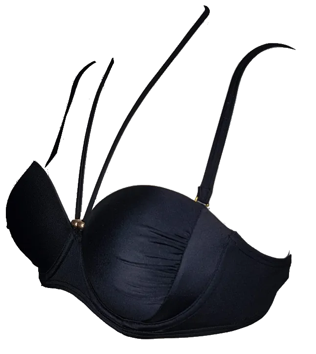 Black strapless push-up bikini bra
