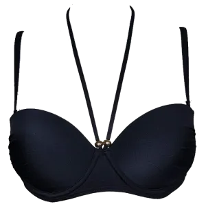 Black strapless push-up bikini bra