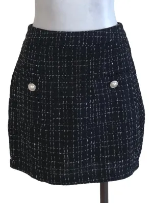 Black Tweed Mini Skirt