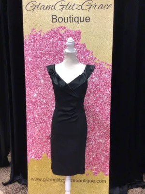 Black V Neck Off The Shoulder Midi Dress