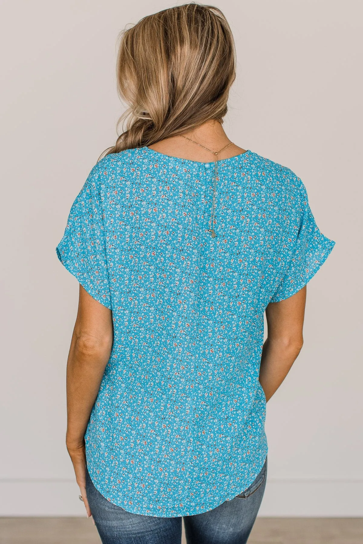 Blissful Days Floral Top- Blue