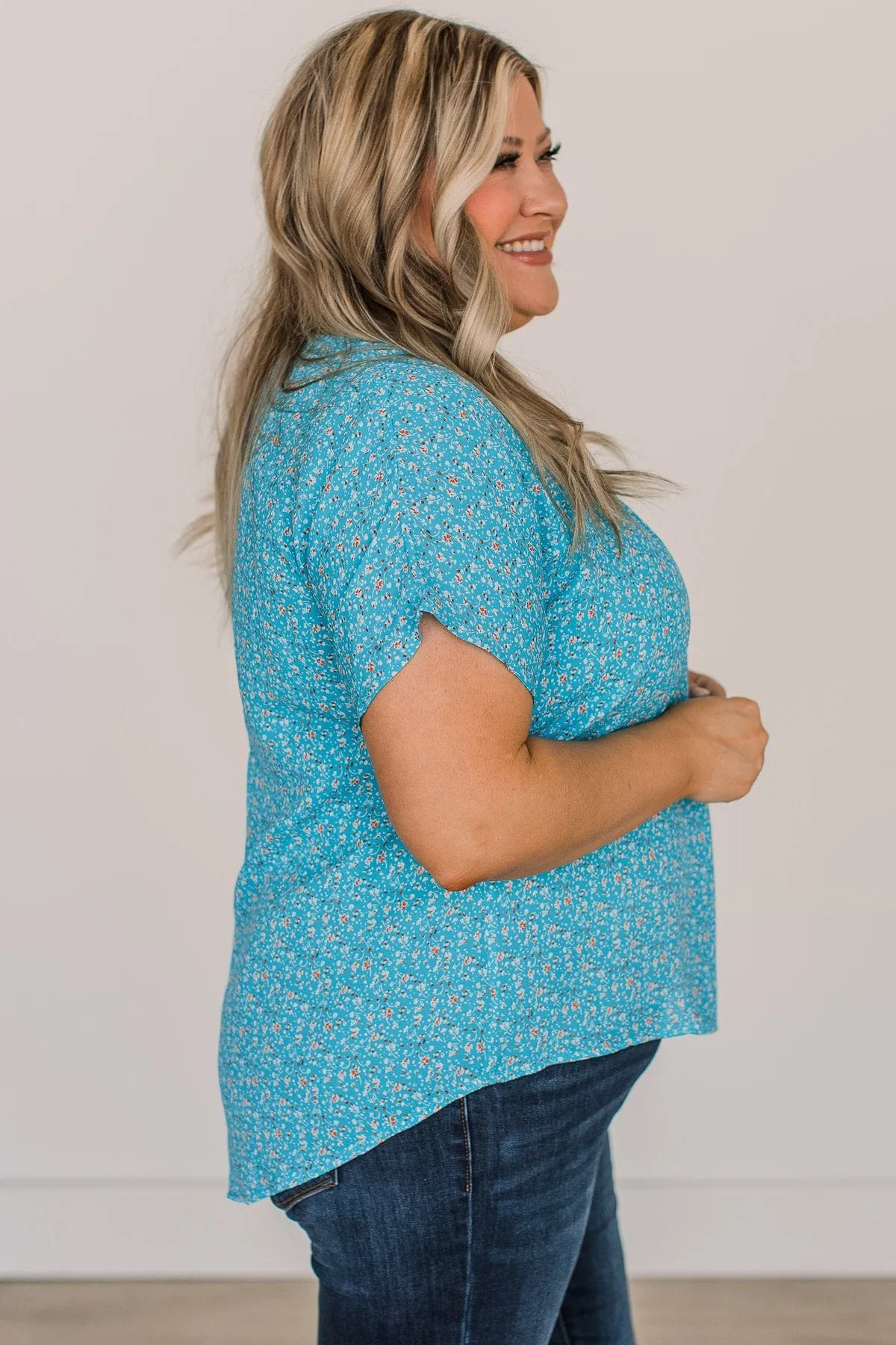 Blissful Days Floral Top- Blue