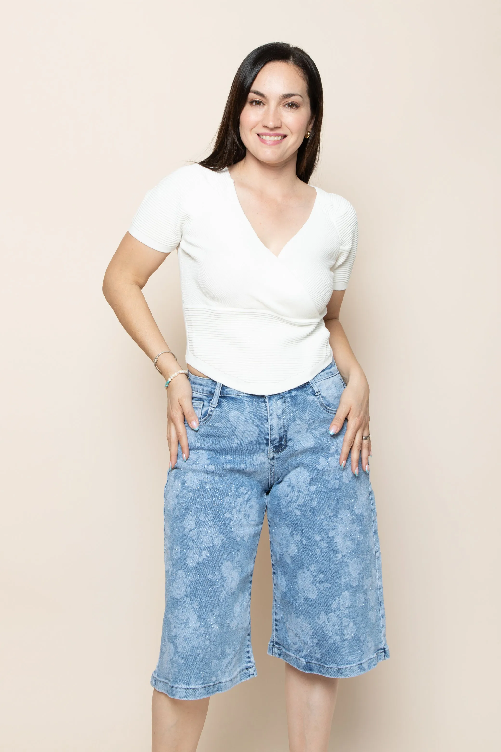 Bloom Wash Bermuda Jeans