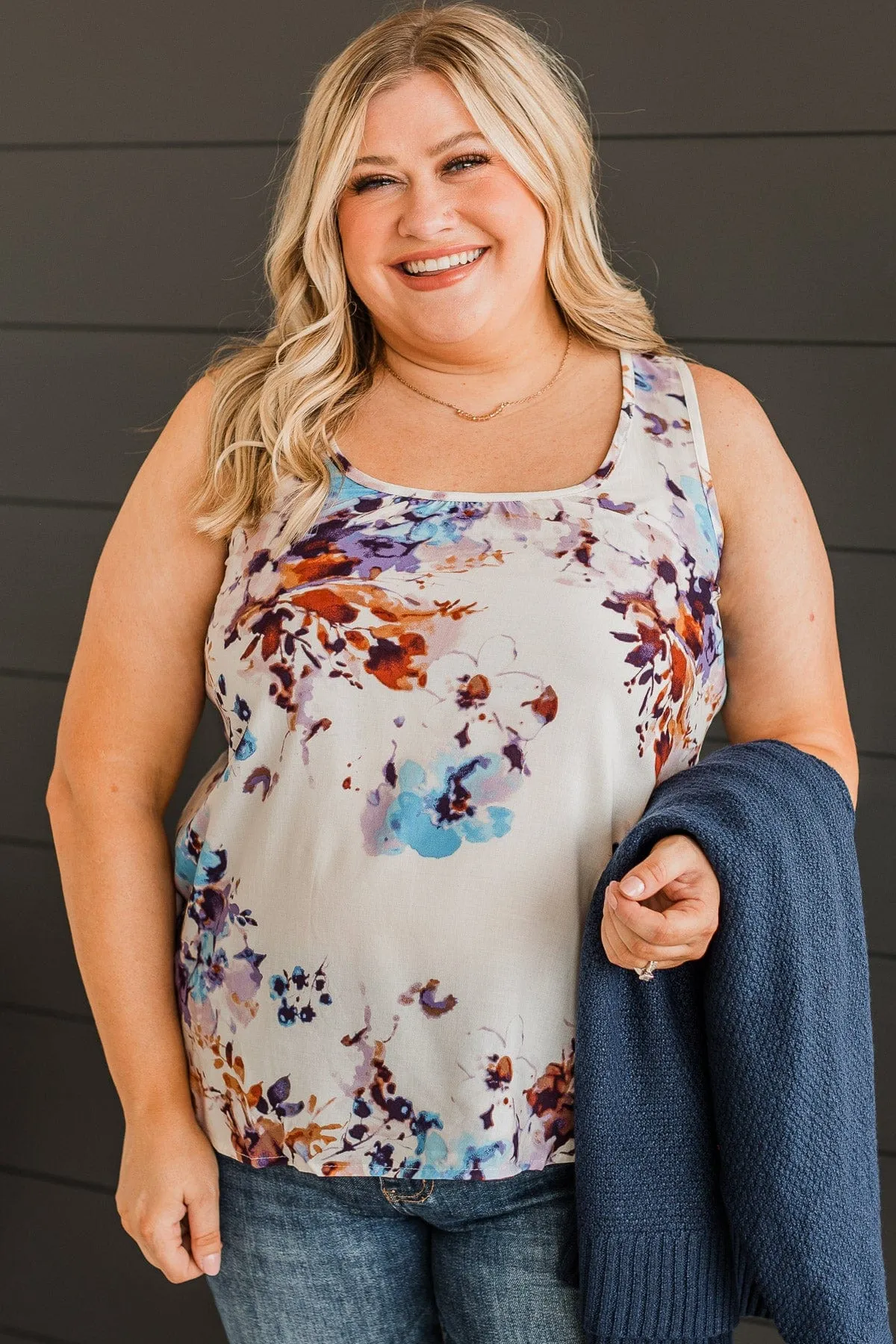 Bloom With Style Floral Tank Top- Ivory